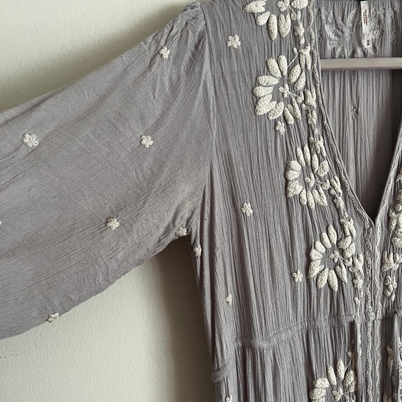 Free People Embroidered Fable Dress in Dove - Picture 8 of 13